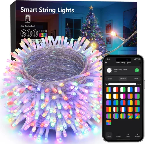 Vista 15 de Brizled Cadena de luces que cambian de color, 33 pies, 100 luces LED pasrel de Pascua con control remoto, cadena de luces RGB regulables, cable