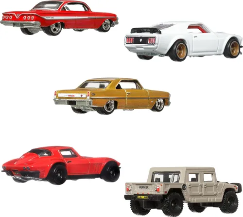 Vista 5 de Hot Wheels Cars, Premium Fast & Furious 1:64 Escala 1:64 Paquete de 5 autos de juguete fundidos a presión para coleccionistas, HKF07