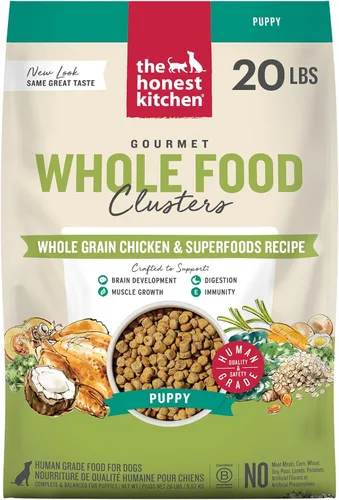 Vista 11 de The Honest Kitchen Clusters de Comida Integral de Grado Humano para Cachorros de Pollo de Grano Entero Alimento Seco para Perros, Bolsa de 4 lb