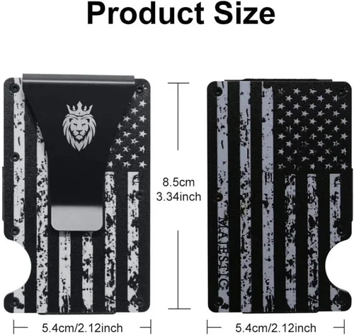 Vista 3 de Cartera minimalista para hombre Cartera delgada Bolsillo frontal con bloqueo RFID Tarjetero Cartera de metal de aluminio Clip delgado