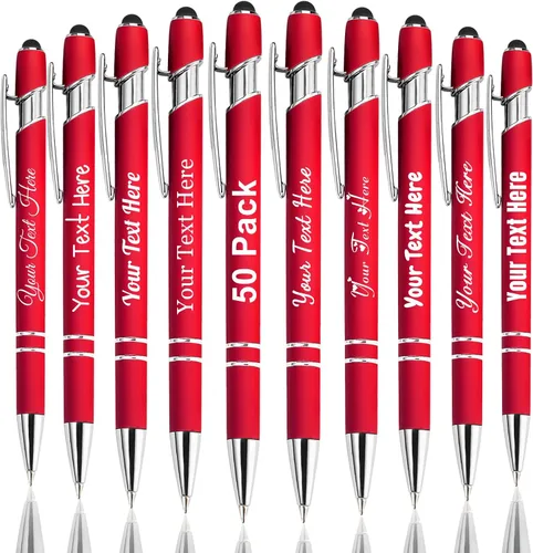 Vista 14 de Hasta 300 bolígrafos personalizados a granel con nombre personalizado con grabado gratis, puntas de lápiz capacitivo grabado, bolígrafo