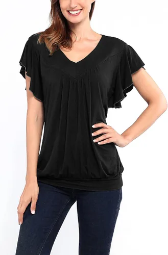 Vista 3 de Helloacc, camisa con mangas cortas con volado, holgada, cuello en V