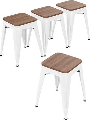 Vista 8 de Changjie Furniture Juego de 4 sillas de comedor de metal de 18 pulgadas, taburetes cortos apilables, sillas de aula (18 pulgadas, negro mate)
