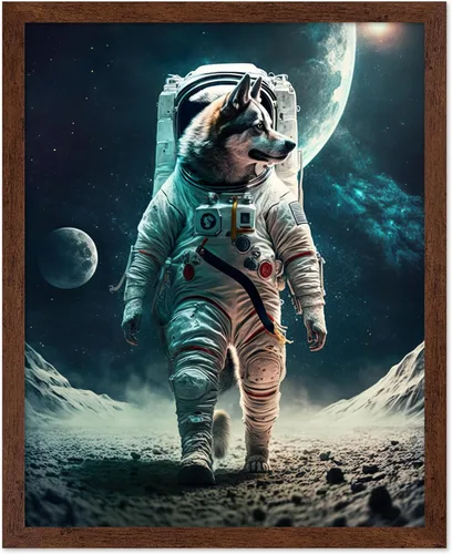 Vista 38 de Poster Master Póster vintage de animales – Impresión retro divertida – Regalo para artista, amigo – Oso Grizzly en traje espacial, astronauta, luna