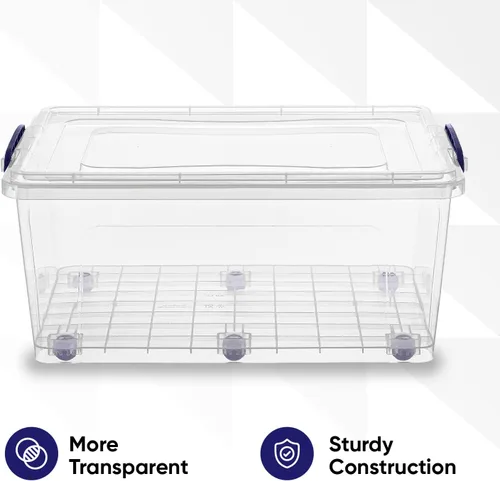 Vista 7 de Superio Contenedores de almacenamiento con tapas, cajas transparentes para organizar, recipientes de plástico apilables, sin BPA, no tóxicos, sin