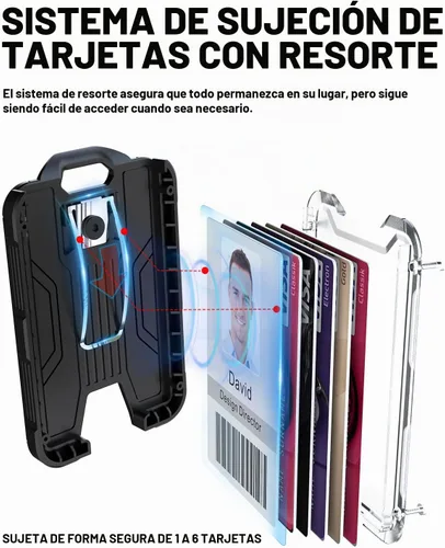 Vista 4 de LIUGX Soporte retráctil para insignias con clip de cinturón, llavero de mosquetón resistente, soporte duradero para tarjetas de identificación