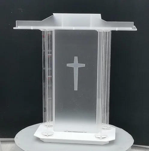Vista 5 de Soporte transparente para podio de iglesia de 43.3 x 41.3 x 19.7 pulgadas, púlpito de plexiglás acrílico para iglesias, atril de presentación