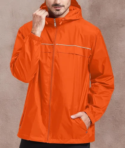 Vista 42 de SWISSWELL Chaqueta impermeable para hombre, rompevientos, ligera con capucha para uso diario casual