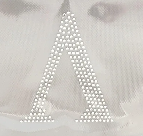 Vista 23 de Letras griegas, 4 pulgadas de alto, diamantes de imitación, transferencia termoadhesiva (alfa)