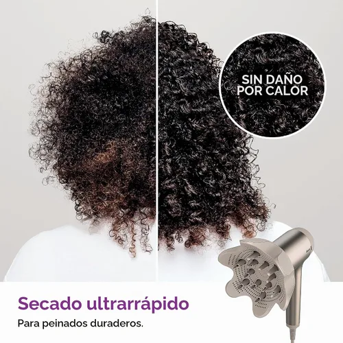 Vista 2 de Shark HD113BRN HyperAIR - Secador de pelo de secado rápido con concentrador IQ 2 en 1 y accesorios de difusor de definición de rizos, preajustes