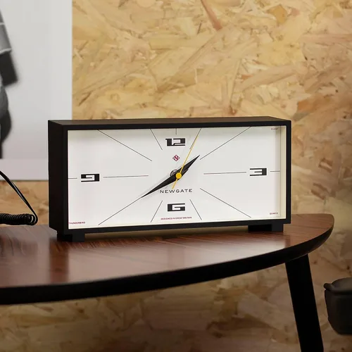 Vista 4 de NEWGATE® Thunderbird - Reloj de escritorio Diseño rectangular contemporáneo retro Negro Estilo moderno de mediados de siglo para escritorio