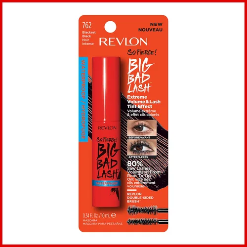 Vista 6 de REVLON So Fierce! Máscara de pestañas Big Bad, 762 impermeable negro más negro, 0.34 onzas líquidas Máscara voluminizadora para pestañas grandes