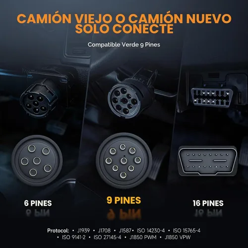 Vista 8 de FOXWELL Escáner de camión resistente HD301, herramienta de escaneo diesel de sistema completo con 6/9/16 pines, lector de código 2 en 1