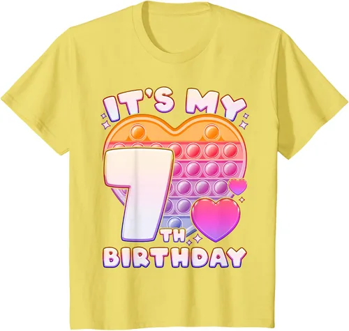 Vista 77 de Pop-it Birthday Girl 7 años de edad, Push it Pop Fidget Bubble Camiseta, Negro