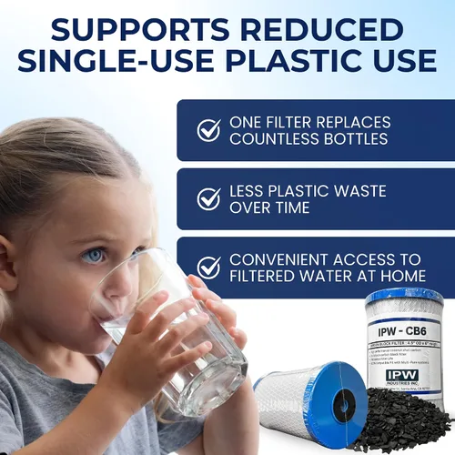 Vista 7 de IPW Industries Filtro de reemplazo de bloque de carbono CB6 para sistema de filtro de agua de ósmosis inversa, cartucho de filtración de agua