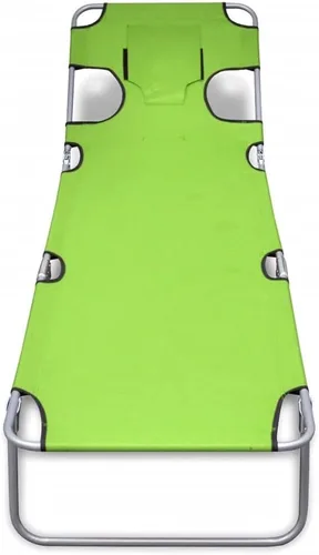 Vista 3 de Tumbona ajustable, silla reclinable, tumbona de patio, ideal para exteriores, piscina, playa, tumbona plegable con cojín para la cabeza, acero