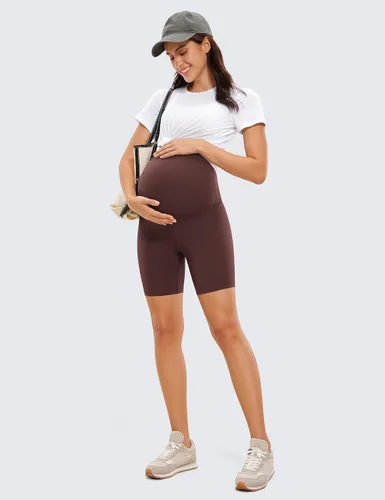 Vista 5 de CRZ YOGA Butterluxe - Pantalones cortos de yoga de maternidad sobre el vientre de 6 pulgadas, pantalones cortos de ciclismo atléticos