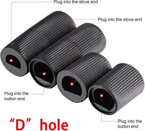 Vista 3 de Jetec Paquete de 4 perillas de control de repuesto con 12 adaptadores para horno/estufa/cocina, por favor verifique cuidadosamente si las Negro