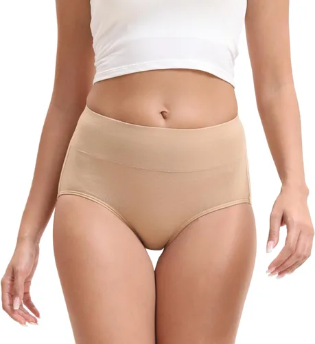 Vista 3 de Ropa interior de algodón para mujer, de cintura alta, braguitas elásticas de cobertura completa
