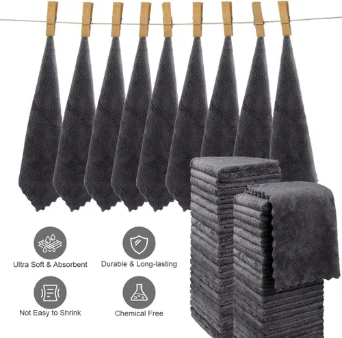Vista 3 de Orighty Paños de Lavado Paquete de 96, Paños Faciales Ultra Suaves de 12 x 12 pulgadas, Paño de Lavado de Terciopelo Coral Absorbente y de Secado