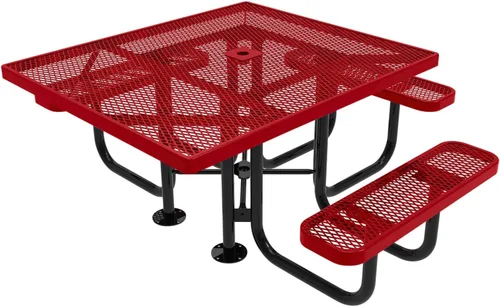 Vista 123 de COATEDOUTDOORFURNITURE Mesa de picnic cuadrada de 46 pulgadas, expandida, color negro