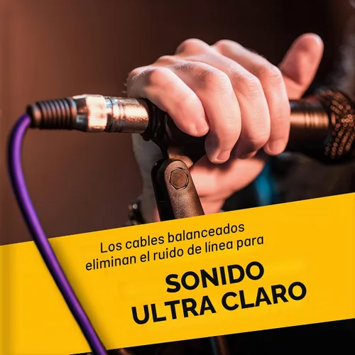 Vista 8 de cables de audio de 25' para micrófonos. Cables con colores con entradas XLR macho a XLR hembra, paquete de 6 unidades Conector de 3 pines, señal