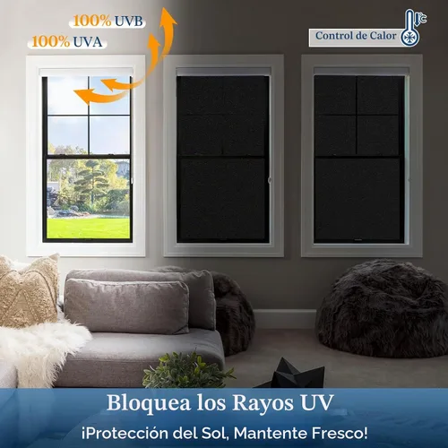 Vista 4 de Haton - Película opaca para ventana, bloqueo de luz total, 23.6 x 78.7 pulgadas Negro