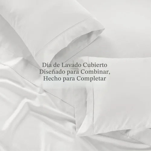 Vista 4 de Threadmill Juego de 2 fundas de almohada tamaño King - 100% algodón puro de 300 hilos, tejido de satén, blanco, fundas de almohada ultra suaves