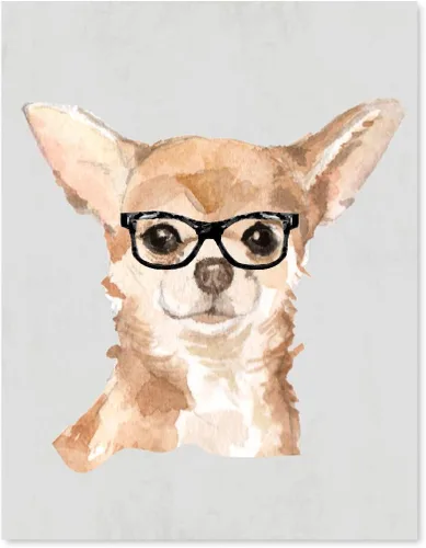 Vista 161 de Andaz Press Póster impreso para pared de perro, 8.5 x 11 pulgadas, Bulldog inglés con gafas negras, 1 paquete, regalo de cumpleaños de Navidad, sin