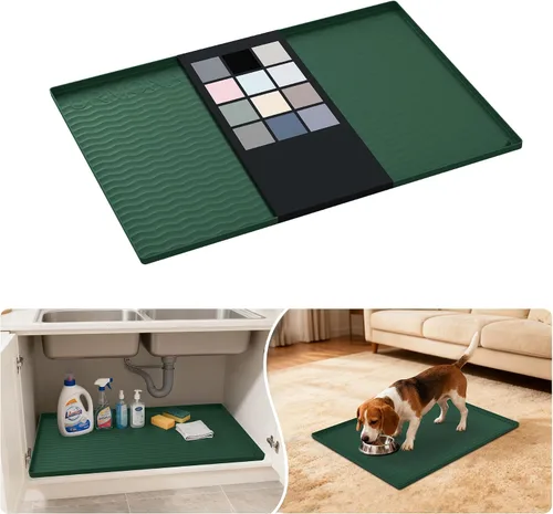 Vista 16 de URMONA - Tapete de silicona impermeable para debajo del fregadero, 16 x 10 Beige