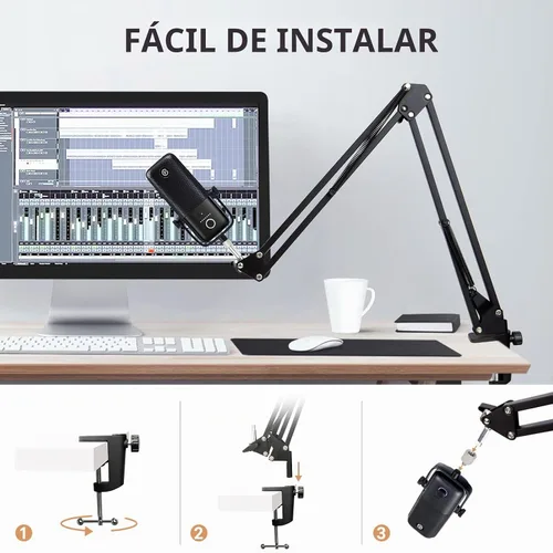 Vista 2 de Para soporte de brazo de micrófono Elgato Wave 3, brazo de micrófono profesional compatible con micrófono condensador USB Elgato Wave:3 por SUNMON