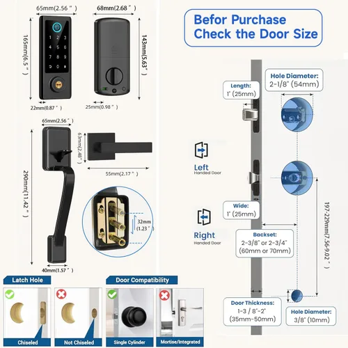 Vista 6 de BEBASIA - Cerradura de puerta de huella digital para puerta delantera