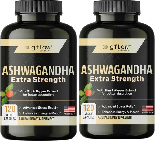 Vista 11 de gflow vitamins Suplementos de Ashwagandha para mujeres y hombres 6000mg Apoyo para el sueño, el estado de ánimo y la energía Fuerza extra