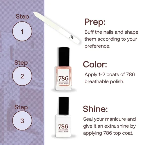 Vista 6 de 786 Cosmetics - Juego de 4 piezas: esmalte de uñas transpirable, vegano, libre de crueldad, saludable, halal, de secado rápido