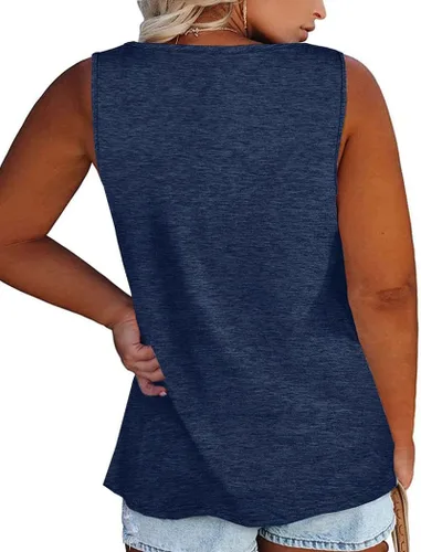 Vista 2 de Camiseta sin mangas con estampado de piña hawaiana para mujer, talla grande, con estampado gráfico hawaiano, camiseta sin mangas para vacaciones