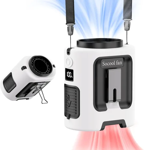 Vista 11 de Socool - Ventilador de cintura portátil con clip en el cinturón portátil, mini ventiladores personales recargables, 4 velocidades 13000 RPM