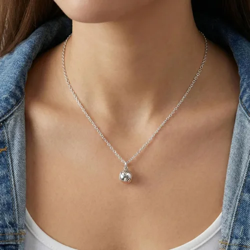 Vista 2 de Collar con dije de globo mundial de plata esterlina para mujer