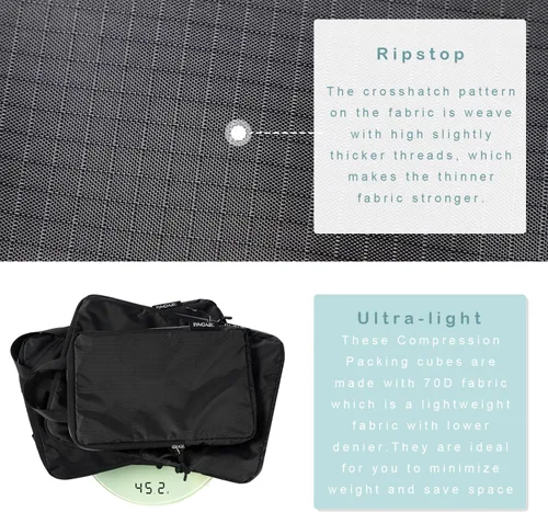 Vista 37 de BAGAIL 4 Set/6 Set Ultraligero Compresión Embalaje Cubos Organizador de Embalaje para Accesorios de Viaje Equipaje Maleta Mochila