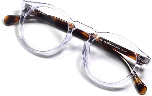 Vista 5 de EAREADA Gafas redondas vintage con lente transparente de acetato de borde redondo grueso para hombres..