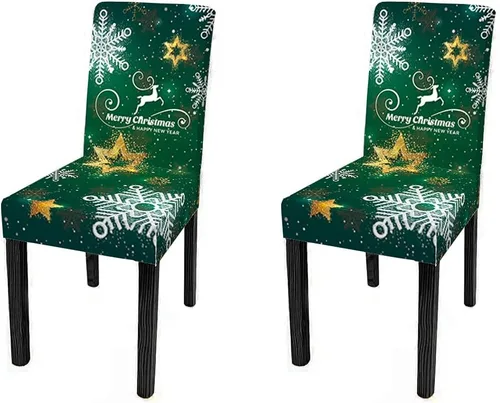 Vista 10 de XMNTG Juego de 6 fundas elásticas para sillas de comedor de Navidad, fundas para sillas Parsons, campanas de lazo, estampadas, extraíbles