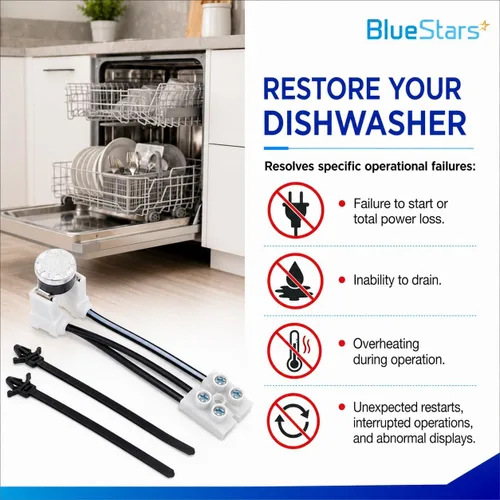 Vista 5 de BlueStars W10258275 Fusible térmico bimetálico para lavavajillas, compatible con lavavajillas Whirlpool Kenmore, instrucciones claras incluidas
