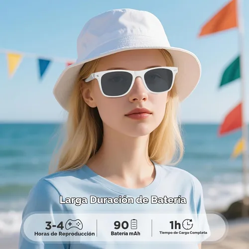 Vista 4 de Lentes inteligentes de audio Bluetooth, control táctil, llamadas manos libres, micrófono y altavoces de sonido de oído abierto, carga magnética