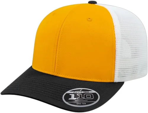 Vista 37 de Cap America i8502 Flexfit 110 Premium - Gorra de camionero de perfil medio con 6 paneles de malla trasera con protección UV y cierre ajustable