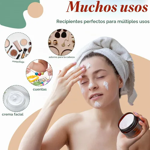 Vista 4 de SATINIOR 100 tarros de plástico con tapas, recipientes pequeños, tapas de boca ancha, pequeños recipientes de plástico para loción, crema, diamantes