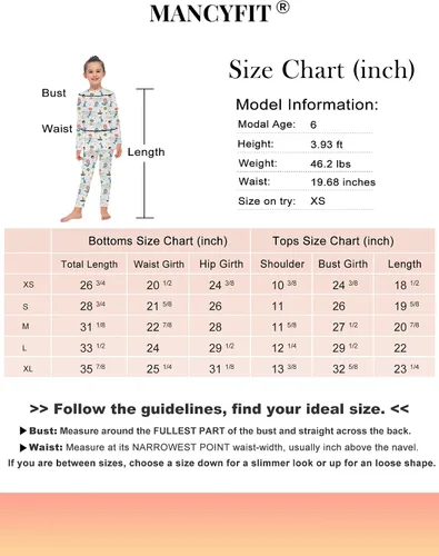 Vista 6 de MANCYFIT Ropa interior térmica para niñas, con forro polar largo, capa base para niños, ultra suave