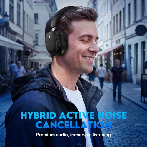 Vista 3 de Auriculares Bluetooth, auriculares con cancelación de ruido inalámbricos Negro