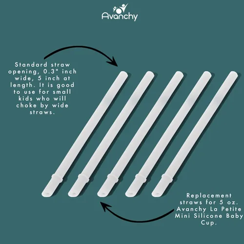 Vista 6 de Avanchy Pajitas de silicona para bebés de 5 pulgadas, paquete de 5, color Blanco