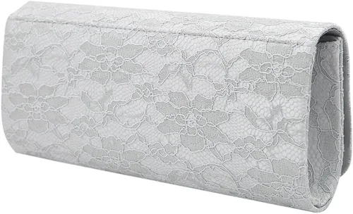 Vista 3 de Elegante encaje floral de tela solapa embrague bolsa de noche - colores diff disponibles