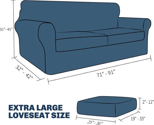 Vista 6 de JIVINER Fundas de sofá de 3 piezas para sofá de 2 cojines, funda elástica para sofá con 2 fundas de cojín de asiento extra grandes, fundas de sofá