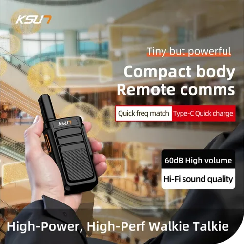 Vista 2 de KSUN - Intercomunicador inalámbrico para el hogar, batería recargable Raido bidireccional de 5000 pies, 3000 mAh, ideal para intercomunicadores